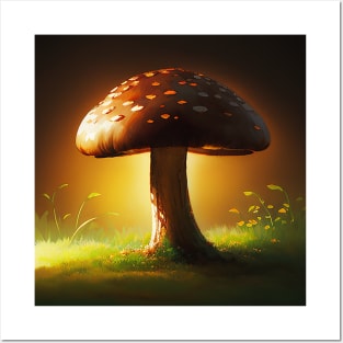 Glowing Mushroom on the forest floor Posters and Art